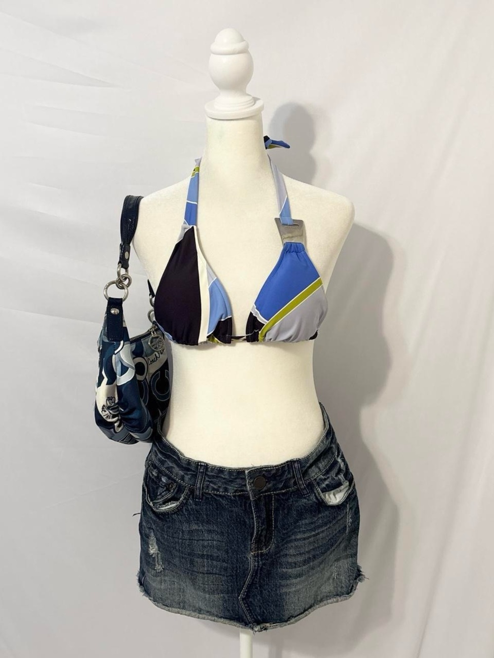 VTG Y2k Blue and Green Mossimo Bikini Top